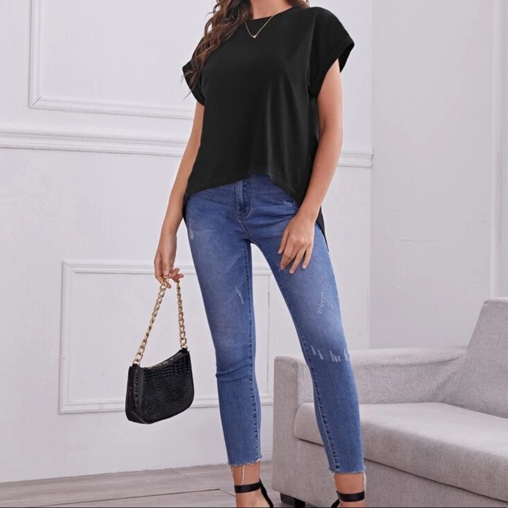 NEW (1 Size Left - Size XL) Black Back Cross Wrap Tee (T-Shirt) - Picture 5 of 5